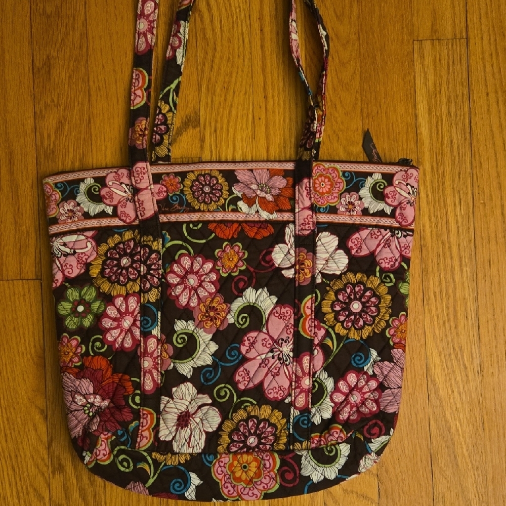 Vera Bradley Pink and Brown Floral Tote Bag - Picture 4 of 8